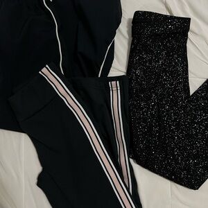 Black and Pink pants & black windbreaker pants (7) black glitter legging (7/8)